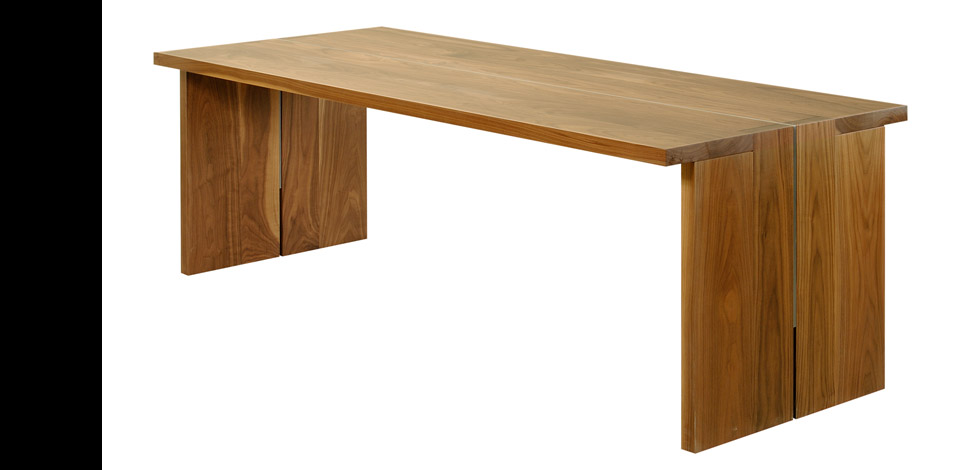 <p>Equal Table</p><p>2005</p><p>Designed as a desk for a home office. </p><p>Shown here in solid walnut with a cold rolled steel plate structure.</p><p>Height 28'' Width 40'' Length 8'-0''</p>